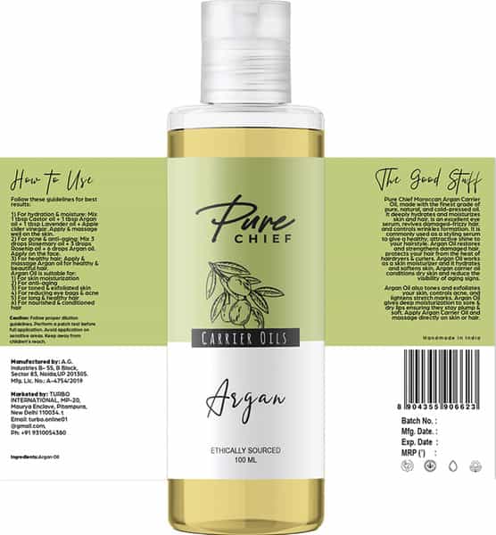 Pure Chief Argan Carrier Oil Hydrates Moisturizes Skin And Hair- 100Ml