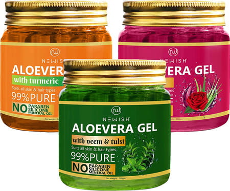Newish Aloe Vera Gel For Face & Hair 99% Pure Aloe Vera With Vitamin E Gel For Skin And Hair 3 Pack