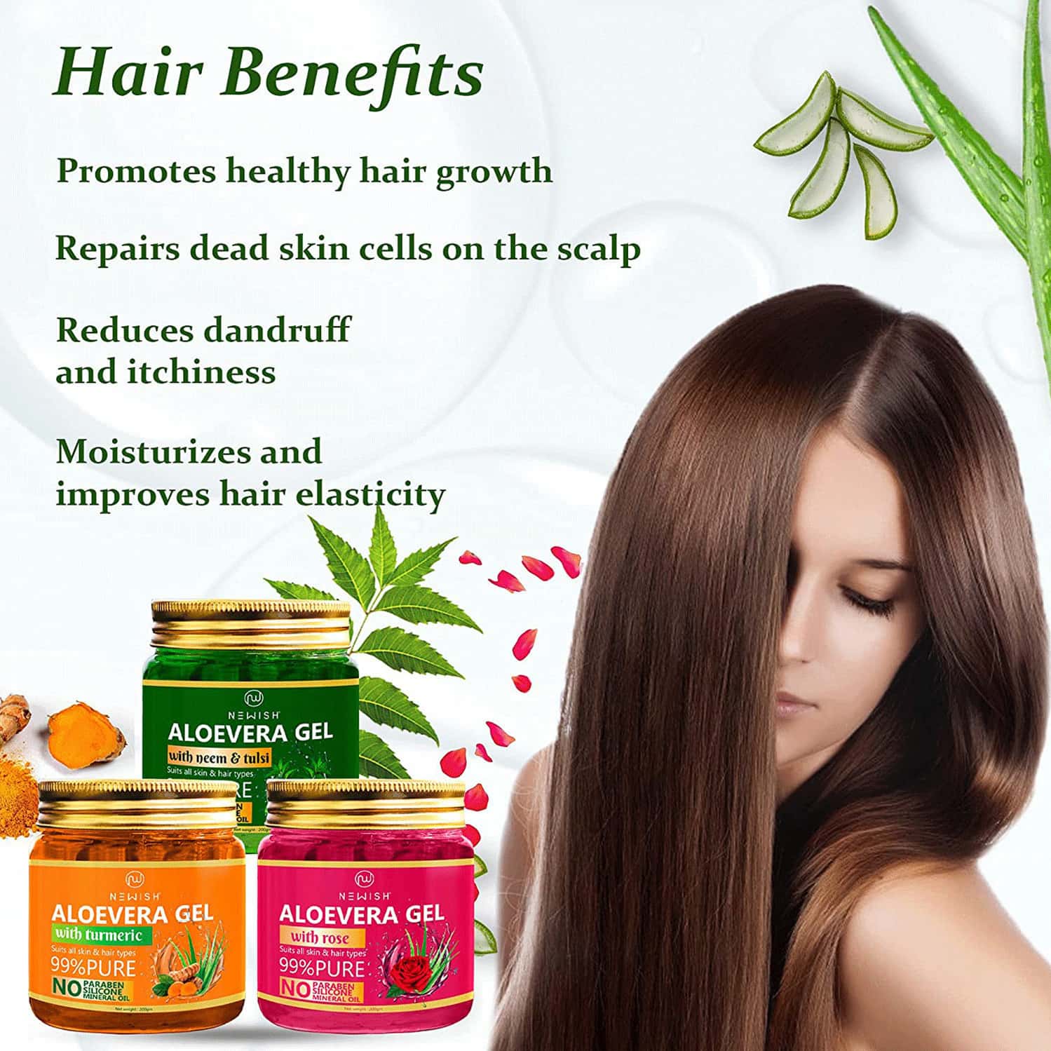 Buy NEWISH ALOE VERA GEL FOR FACE & HAIR 99 PURE ALOE VERA WITH