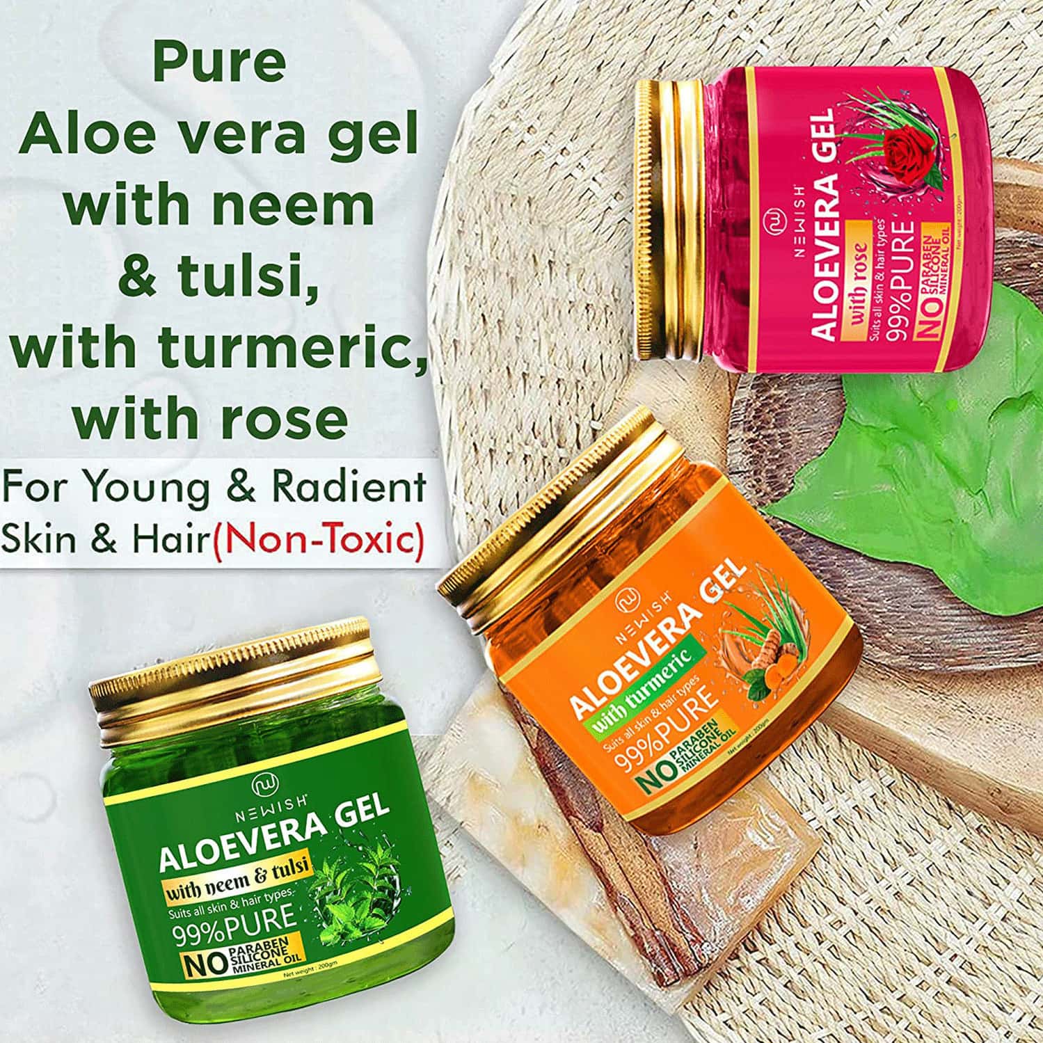 Buy NEWISH ALOE VERA GEL FOR FACE & HAIR 99 PURE ALOE VERA WITH