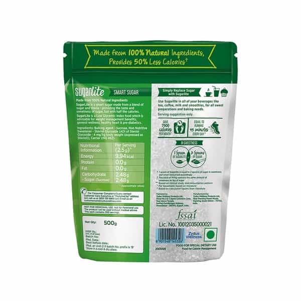 Sugarlite 50% Less Calories Sweetener Powder (Pack Of 3X500 G) Packet Of 1500 G