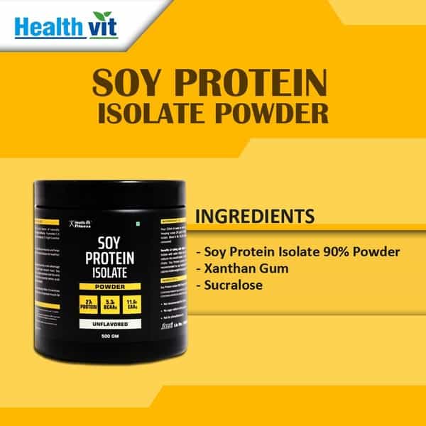 Healthvit Fitness Soy Protein Isolate Powder ( Unflavored ) - 500Gm