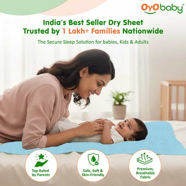 Oyo Baby Pack Of 2 Large Waterproof Dry Sheets 140X100 Cm | Baby & Kid Mattress Protector | Quick Dr