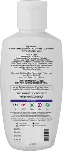Petvit Anti-Tick Flea Larvae Lice Mosquitoes Shampoo With Vitamin E For All Breed Dog/Cat - 200Ml