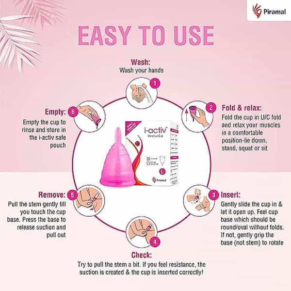 I-Activ Menstrual Cup With Jute Bag | Ultra Soft & Flexible Period Cup | Medium | Pack Of 5