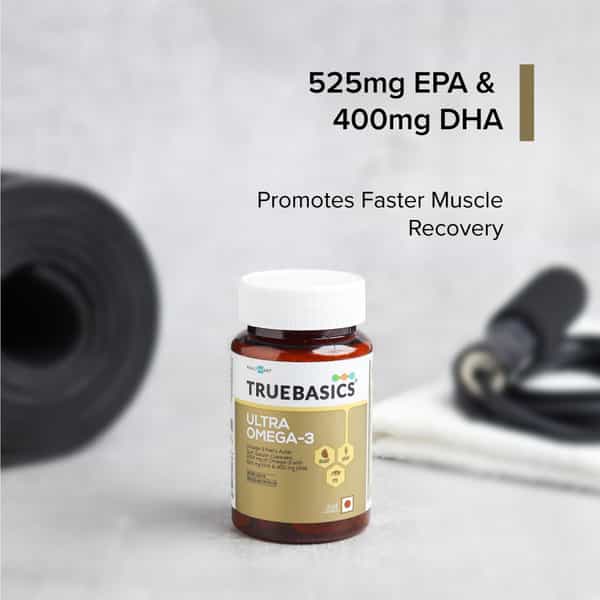 Truebasics Ultra Omega | Enriched With 1250 Mg|425Mg Epa & 325Mg Dha & Vitamin E | 90 Softgels