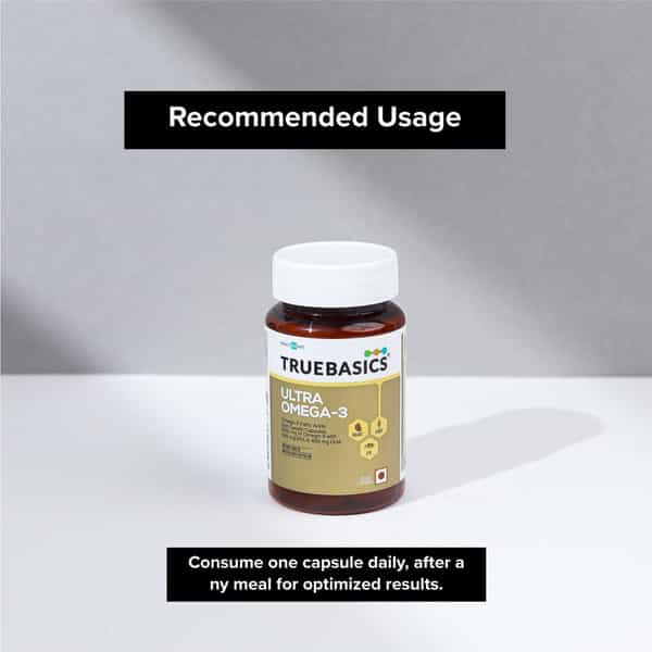 Truebasics Ultra Omega | Enriched With 1250 Mg|425Mg Epa & 325Mg Dha & Vitamin E | 90 Softgels