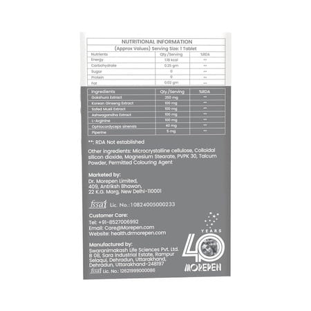 Dr. Morepen Gokshura & Testo Boost Tablets | Men | Combo | 120 No'S