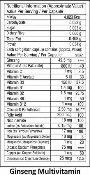 La Nature's Ginseng Multivitamin - 60 Softgel Capsules