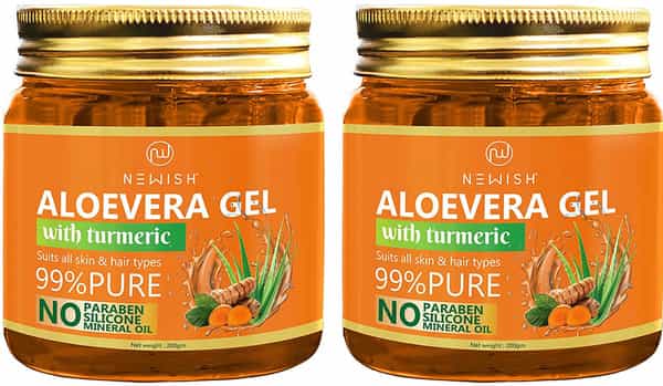 Newish Aloevera Gel Enriched With Turmeric For Face & Skin 200Gm Pack Of 2