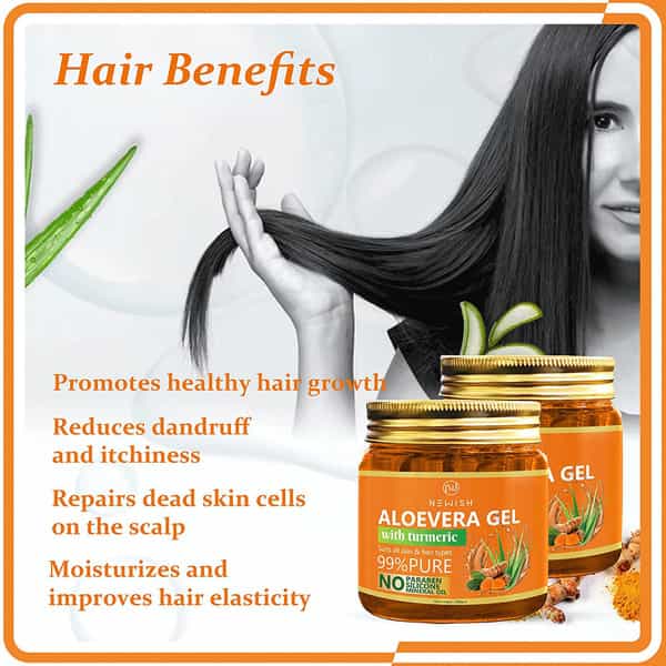 Newish Aloevera Gel Enriched With Turmeric For Face & Skin 200Gm Pack Of 2