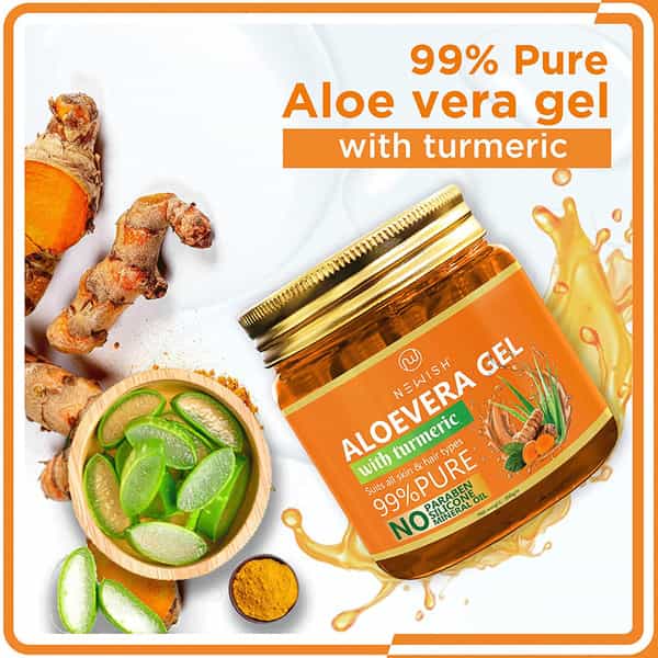 Newish Aloevera Gel Enriched With Turmeric For Face & Skin 200Gm Pack Of 2