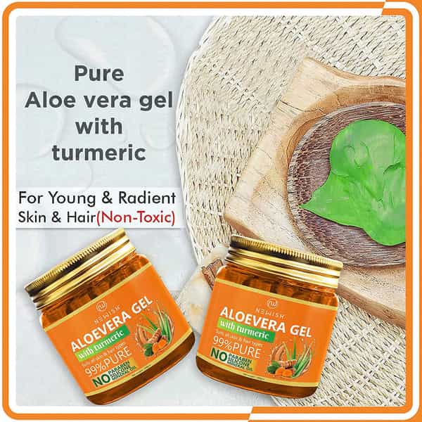 Newish Aloevera Gel Enriched With Turmeric For Face & Skin 200Gm Pack Of 2