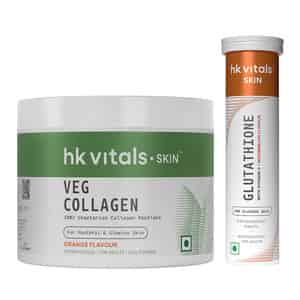 Hk Vitals Veg Collagen (120g) + Glutathione (15 Tabs) | Skin | Hair | Nails | Combo Pack
