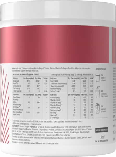 Hk Vitals Hair Nourish Collagen Supplement Powder | Keracollagen + Biotin (Orange| 250G)