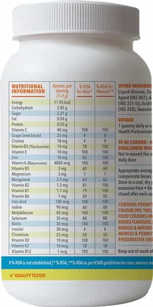 Vitty Maxx Adult Raw Mango Nutrition Gummies Bottle Of 20