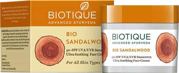 Biotique Bio Sandalwood 50+ Spf Uva/Uvb Sunscreen Ultra Soothing Face Cream 50 Gm