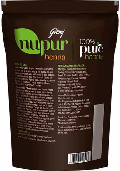 Godrej Nupur - 100% Pure Henna ( Mehendi ) Natural Conditioning & Anti Dandruff Hair Colour - 200G