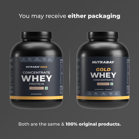Nutrabay Gold 100% Whey Protein Concentrate|25g Protein|Muscle Support & Recovery|Cold Coffee | 2 Kg