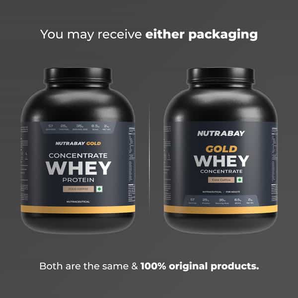 Nutrabay Gold 100% Whey Protein Concentrate|25G Protein|Muscle Support & Recovery|Cold Coffee | 2 Kg