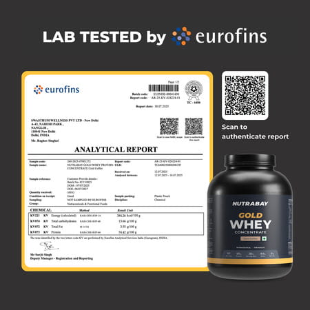 Nutrabay Gold 100% Whey Protein Concentrate|25g Protein|Muscle Support & Recovery|Cold Coffee | 2 Kg