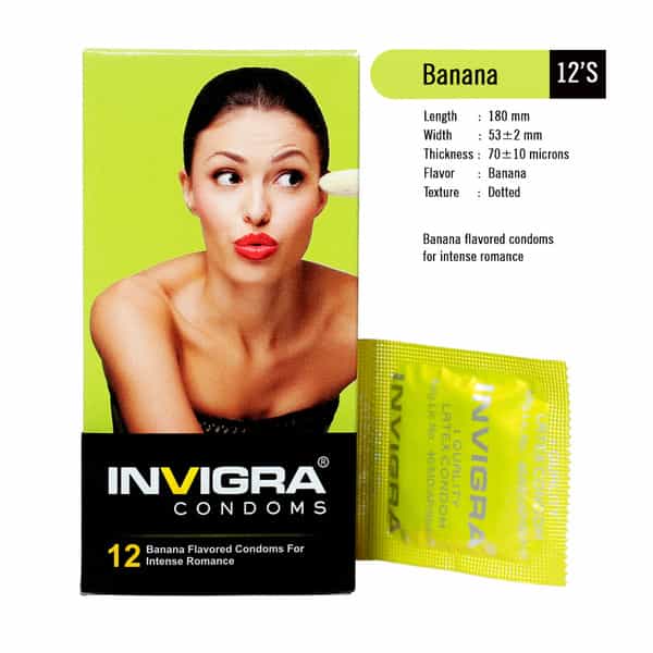Invigra Banana Condoms -12 Condoms