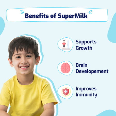 Gritzo Supermilk Overall Growth (2-6y Boy & Girl) (Double Chocolate | 800g) With Super Gummies