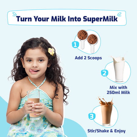 Gritzo Supermilk Overall Growth (2-6y Boy & Girl) (Double Chocolate | 800g) With Super Gummies