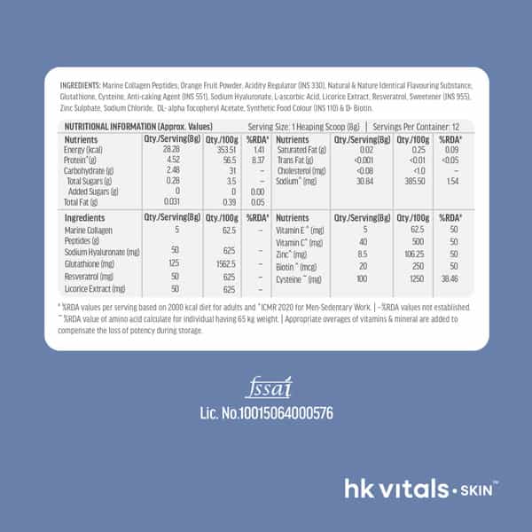 Hk Vitals Marine Collagen For Men Supplement (Orange | 100G)