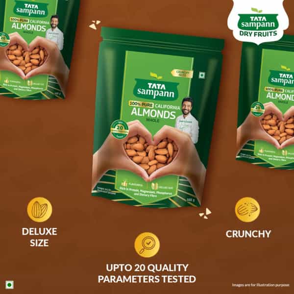 Tata Sampann 100% Pure California Almonds Whole 500G