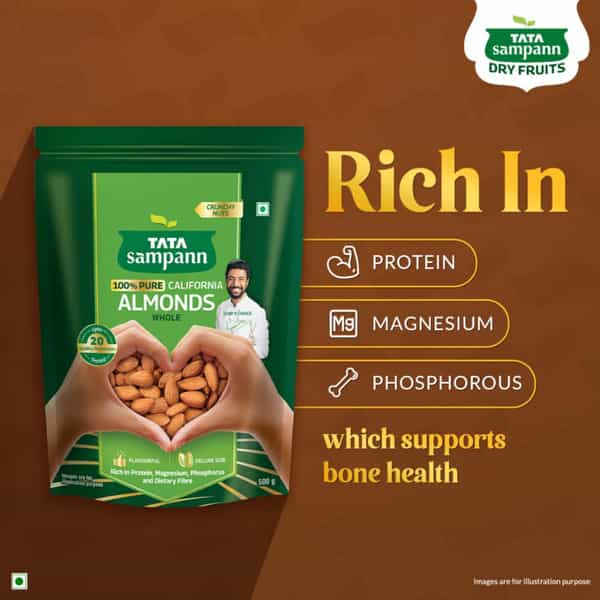 Tata Sampann 100% Pure California Almonds Whole 500G
