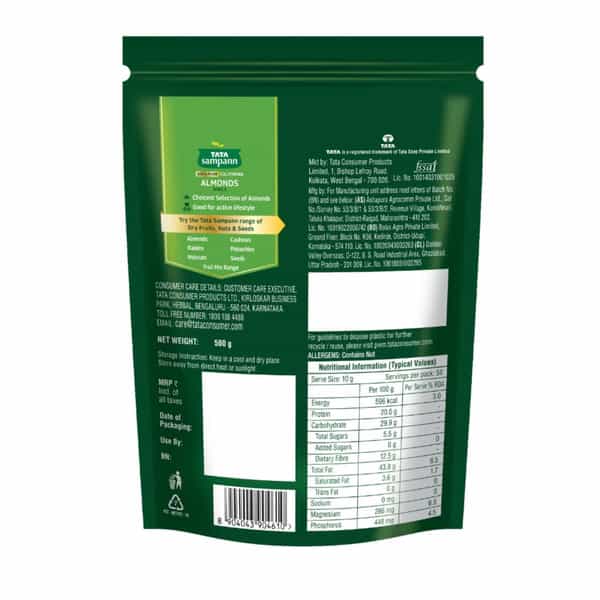 Tata Sampann 100% Pure California Almonds Whole 500G