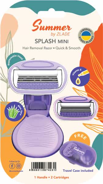 Summer By Zlade Splash Mini Hair Removal Razor For Women With Large Hydrating Bar