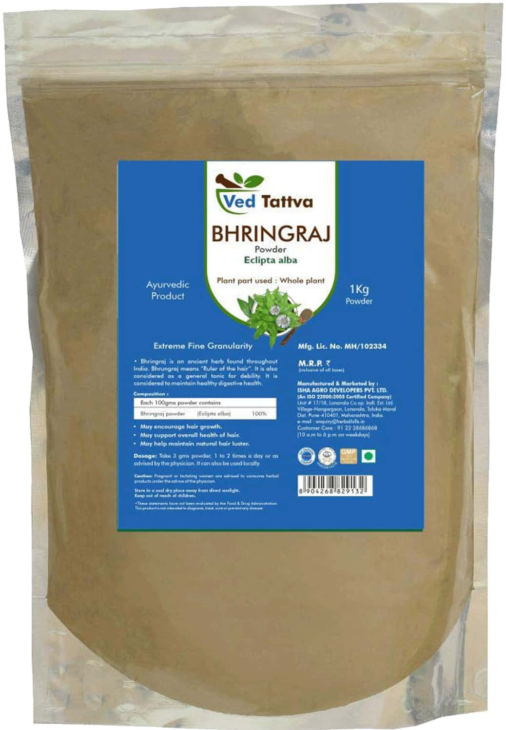 Buy NATURZ AYURVEDA BHRINGRAJ POWDER 1 KG VALUE PACK OF 5 Online
