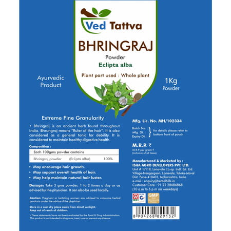 Ved Tattva Bhringraj Powder - 1 Kg (Pack Of 5)