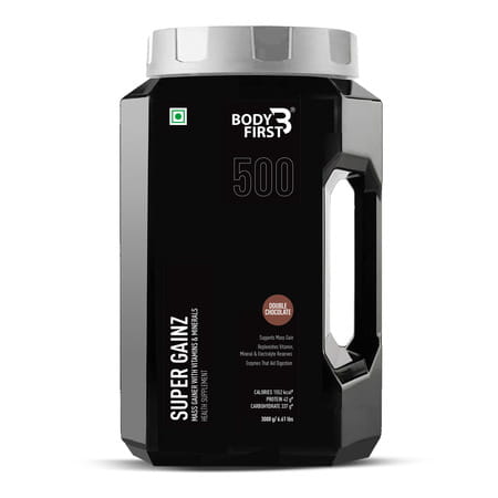 Bodyfirst Super Gainz - Mass Gainer With Minerals & Vitamins | Double Chocolate | 3 Kg