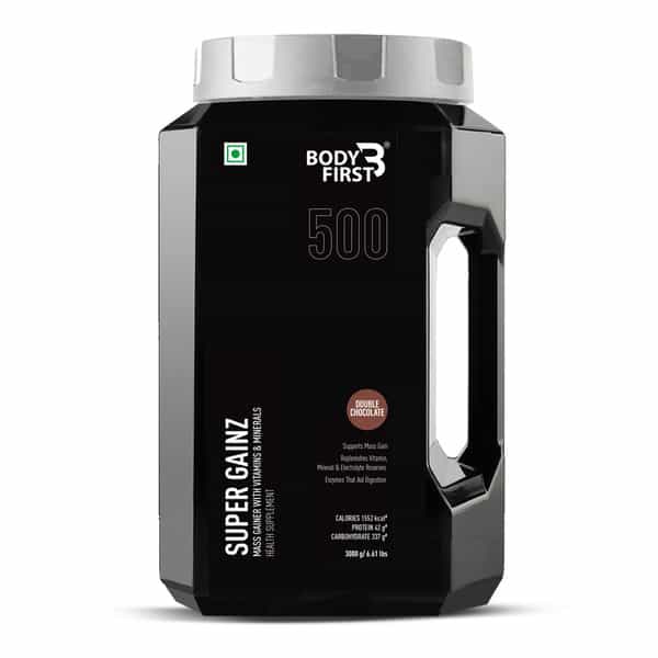 Bodyfirst Super Gainz - Mass Gainer With Minerals & Vitamins | Double Chocolate | 3 Kg