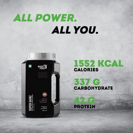 Bodyfirst Super Gainz - Mass Gainer With Minerals & Vitamins | Double Chocolate | 3 Kg