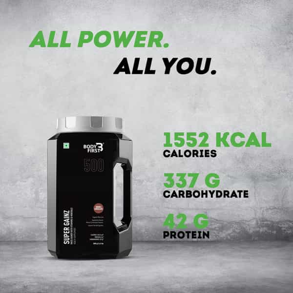 Bodyfirst Super Gainz - Mass Gainer With Minerals & Vitamins | Double Chocolate | 3 Kg