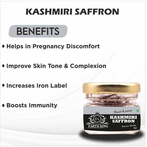 Earth King Kashmiri Shilajit/Shilajeet Resin | 20G & Pure A++ Grade Kashmiri Saffron - 1Gm | Combo