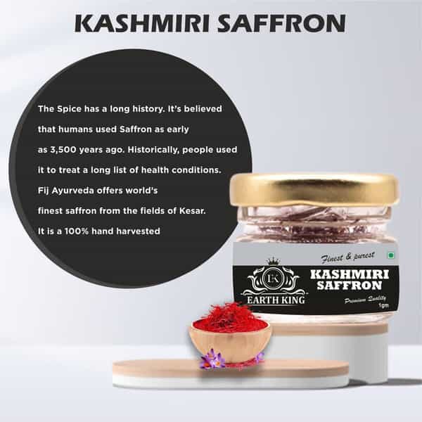 Earth King Kashmiri Shilajit/Shilajeet Resin | 20G & Pure A++ Grade Kashmiri Saffron - 1Gm | Combo
