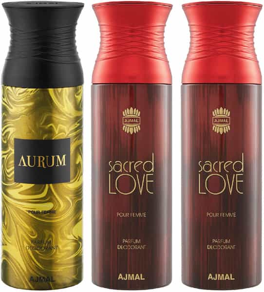 Ajmal Aurum & Sacred Love & Sacred Love Deodorant Spray - For Women (200 Ml Pack Of 3)