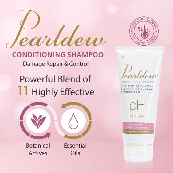 Pearldew Conditioning Shampoo 200 Ml | With Aloe | Keratin & Wheat Germ Oil (Pack Of 4)