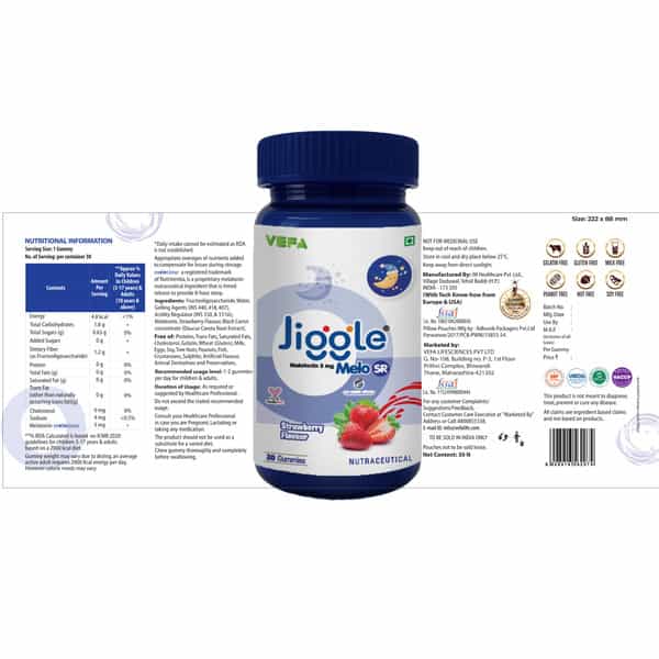 Jiggle Melo Sr I 3Mg Melatonin Gummies I Sustained Release Melatonin I Strawberry Flavour I 30 N