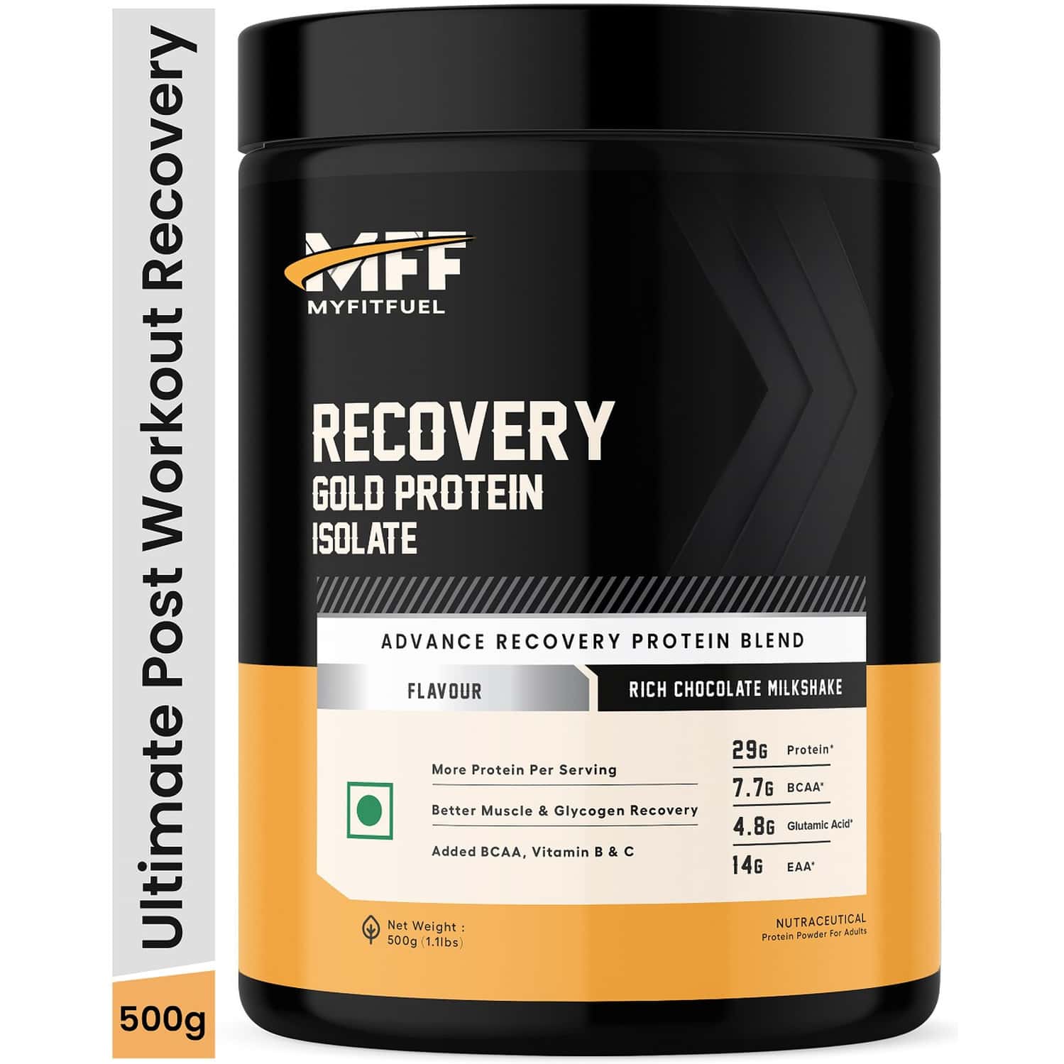Myfitfuel Mff Recovery Gold Protein- 500 Gm Rich Chocolate Milkshake | Post Workout Recovery