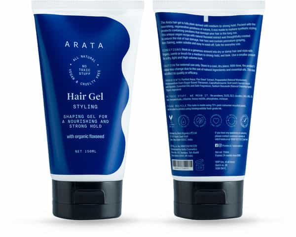 Arata Natural Hair Gel For Studio Styling Shaping Strong Hold & Nourishment (150 Ml)