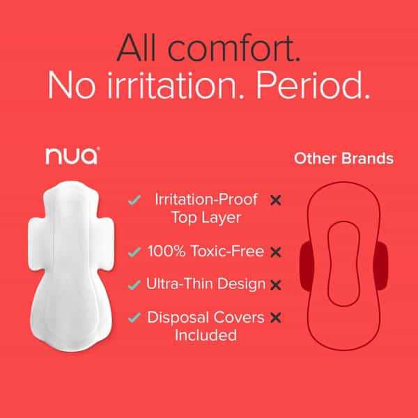 Nua Ultra Safe Sanitary Pads | Heavy Flow | 50 Pads