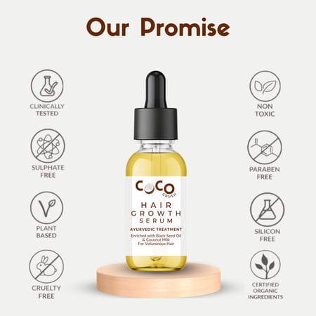 Coco Crush Ayurvedic Hair Growth Serum - Stop Hair Loss & Increase Volume Naturally - 15ml