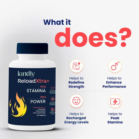 Kindly Health Reloadxtra+ Horny Goat Weed | Stamina Booster For Men | 30 Tablets | Pack Of 4
