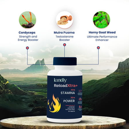 Kindly Health Reloadxtra+ Horny Goat Weed | Stamina Booster For Men | 30 Tablets | Pack Of 4